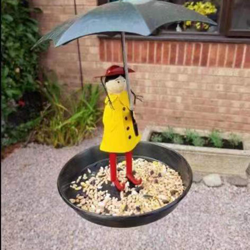 Creative Bird Bath Hanging Bird Feeder Girl With Umbrella Tray Yard Garden Decoration Outdoor Gardening Exterior Decoration