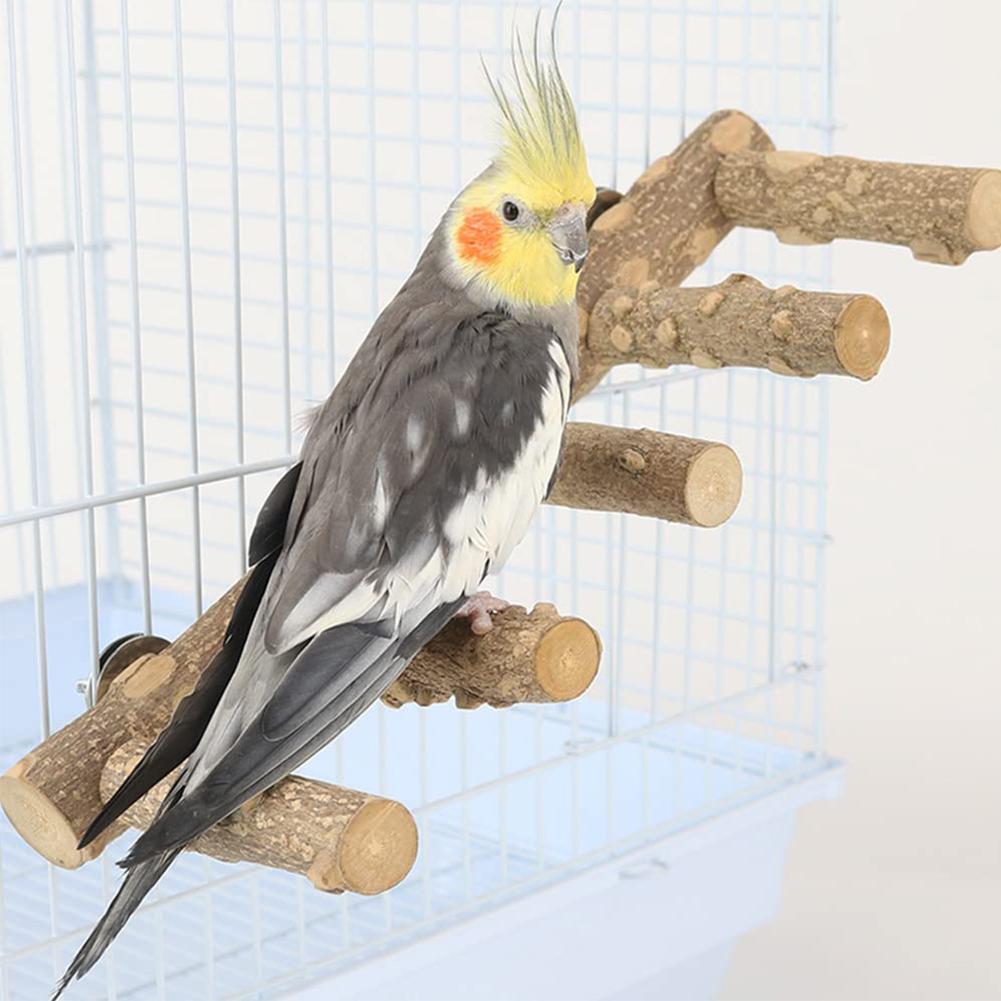 Parrot Nature Wood Climbing Ladder Perch Stand Chew Toys Bird Cage Accessories For Small Animal