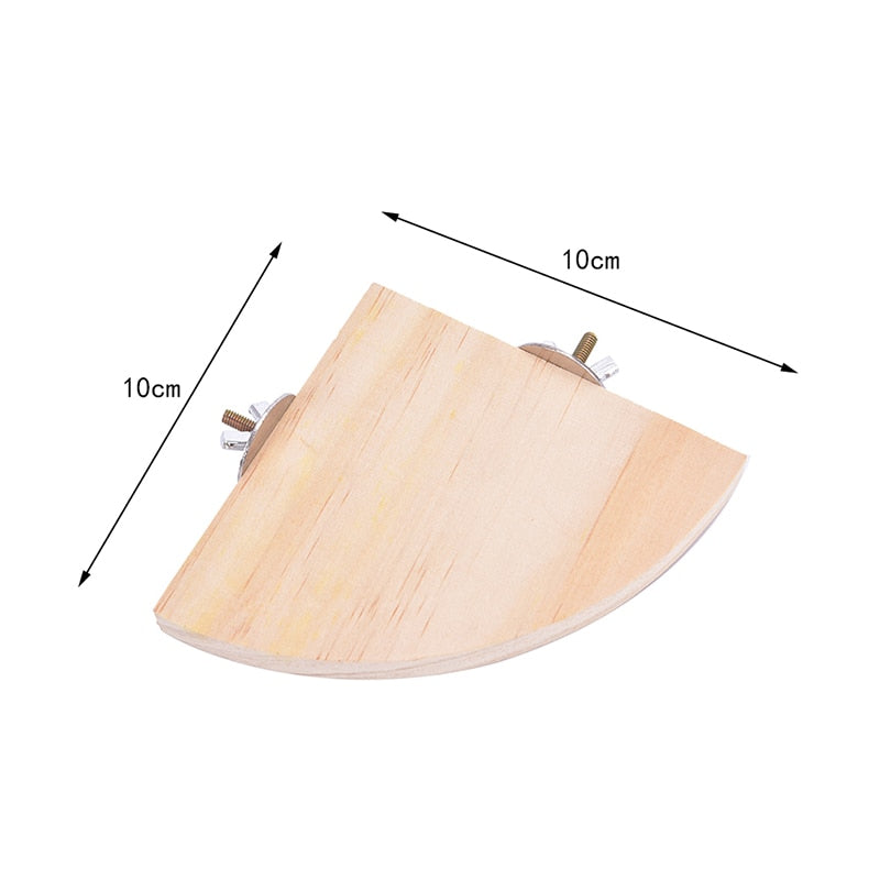 Parrot Bird Wood Perch Stand Platform Rectangle Fan-shaped Shelf Stand Board For Budgie Parakeet Cockatiel Hamster Gerbil Rat