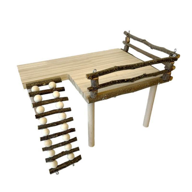 Natural Wooden Platform Stand Shelf For Hamster Golden Bear Double Floor Cage Accessories For Climbing Playing