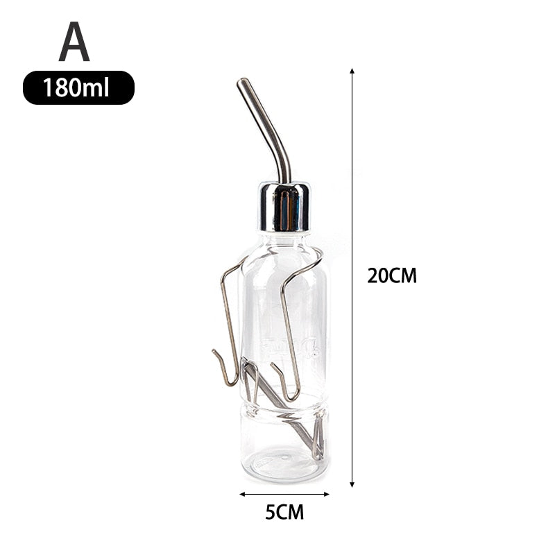 Rabbit Plastic Water Feeder Bottle Hanging Auto Dispenser Drinker Hamster Small Pets Drinking Stainless Steel Head Pipe Fountain