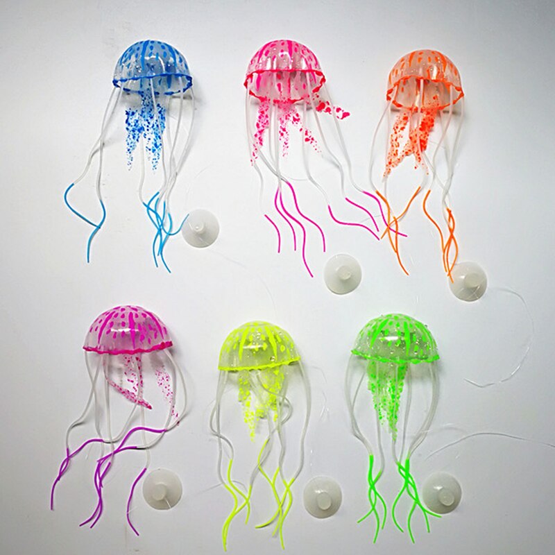 1PC Silicone Artificial Swim Glowing Effect Jellyfish Fish Tank Underwater Live Plant Luminous Ornament Aquatic Aquarium Decor