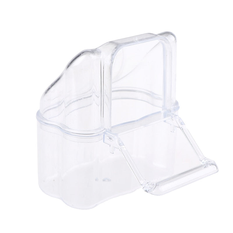 2Pcs Parrot Bird Transparent Plastic Food Cup Bowl Dispenser Waterer Box Bird Cage Feeding Tool Accessories for Parakeets