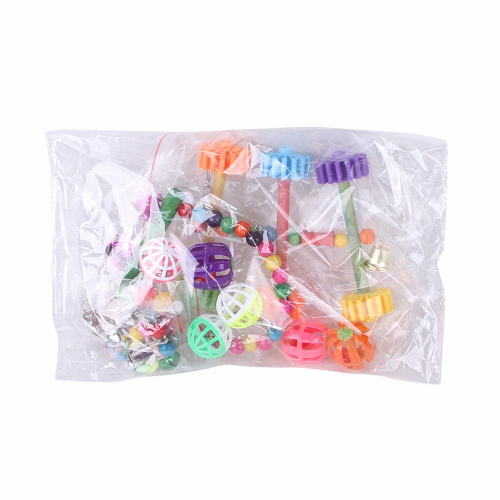 10pcs Pet Bird Wooden Toy Set Parrot Colorful Hanging Wear-resistant Cage Swing Bridge Bird Supplies