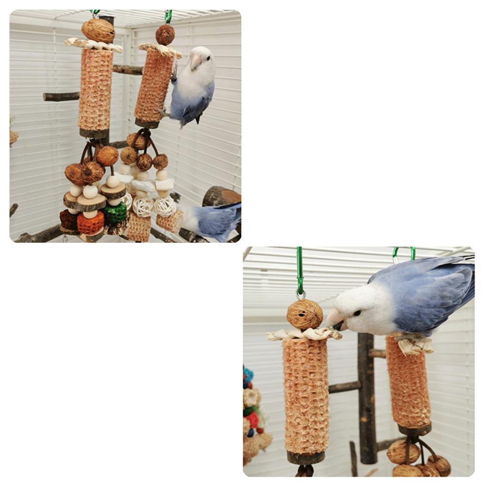 Parrot Hanging Chewing Toys Corn Cob Rattan Ball Molar Treats Toy Bird Cage Accessories For Relieve Boredom