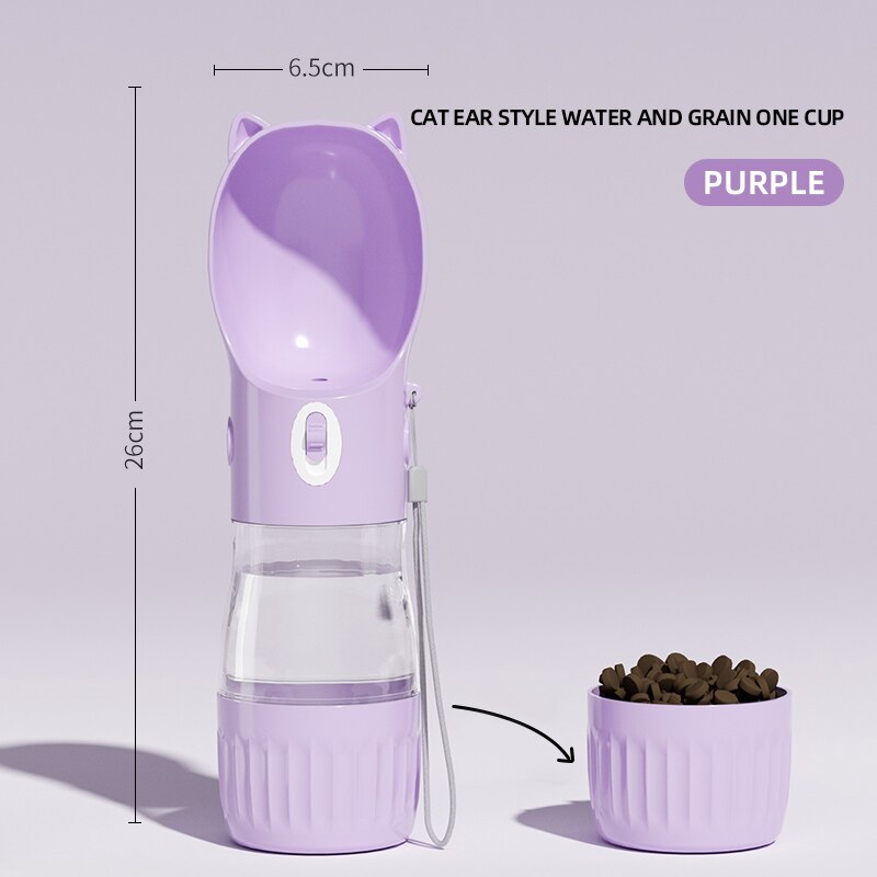 HOOPET Portable Water Dispenser Feeder Dog Bottle Drinker Cat Leak-proof Food Container Pet Travel 2 In 1 Accessories