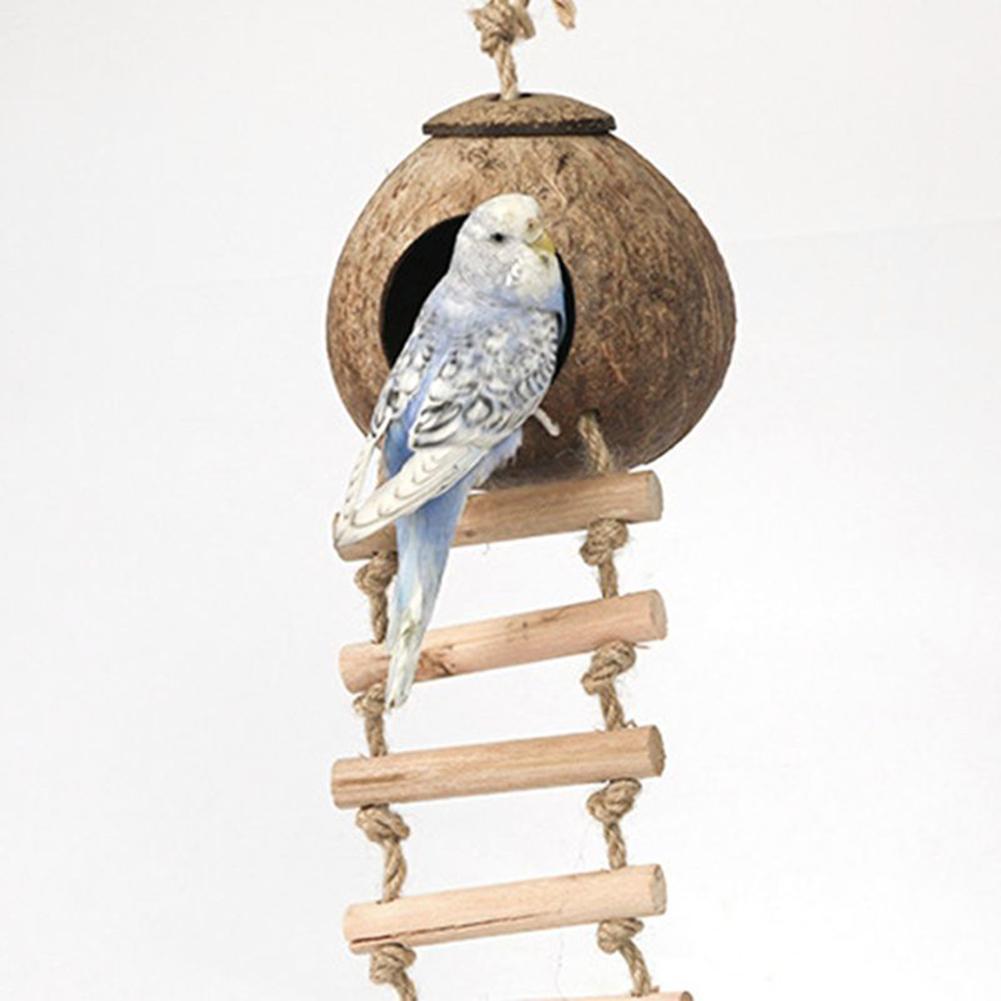 Parrot Natural Coconut Shell Bird Nest Hideout House Playpen Bird Supplies For Hamster Guinea Pigs