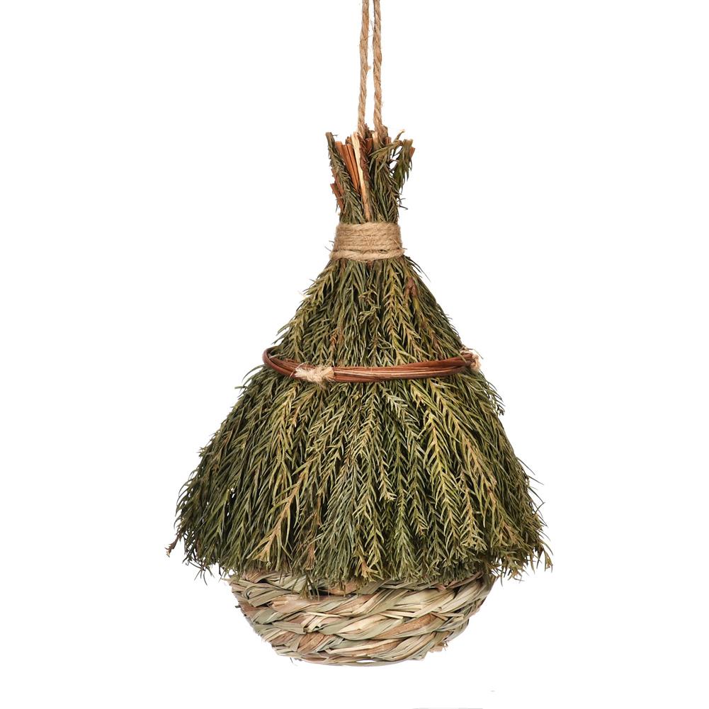 Hand-woven Natural Grass Bird House With Hanging Rope Multipurpose Bird Nest Shelter Hut Pet Supplies