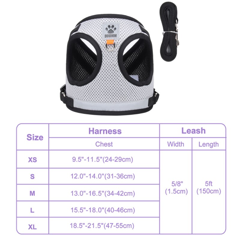 Small Cat Puppy Harness Leash Set Soft Breathable Pet Cat Harness Mesh Cat Vest with Lead for Small Cat Dogs Chihuahua Kitten