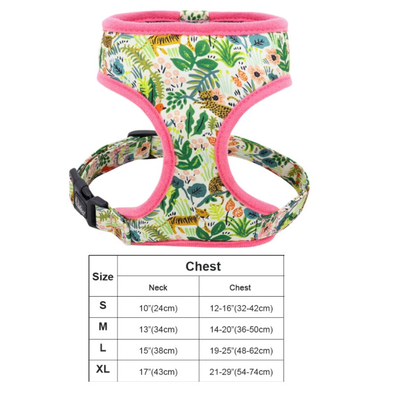 Print Flower Dog Harness Leash Set Forest Floral Pet Puppy Harness Vest Leashes Adjustable for Small Medium Large Dogs Chihuahua