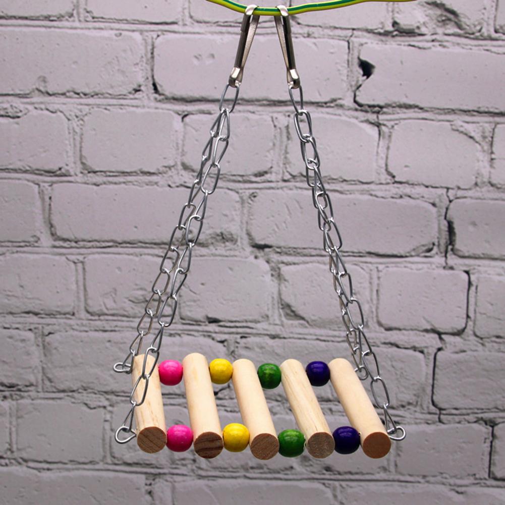 Parrot Wooden Suspension Bridge Hammock Swing Stand Bar Chew Toys Bird Cage Accessories Bird Supplies