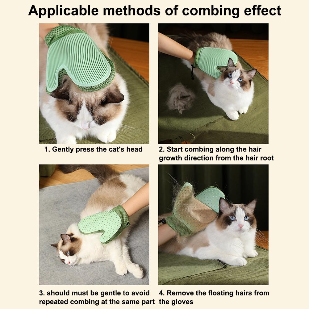 2pcs Pet Hair Remover Glove Cat Dog Double-sided Grooming Glove Hair Remover Mitt For Shedding Massage