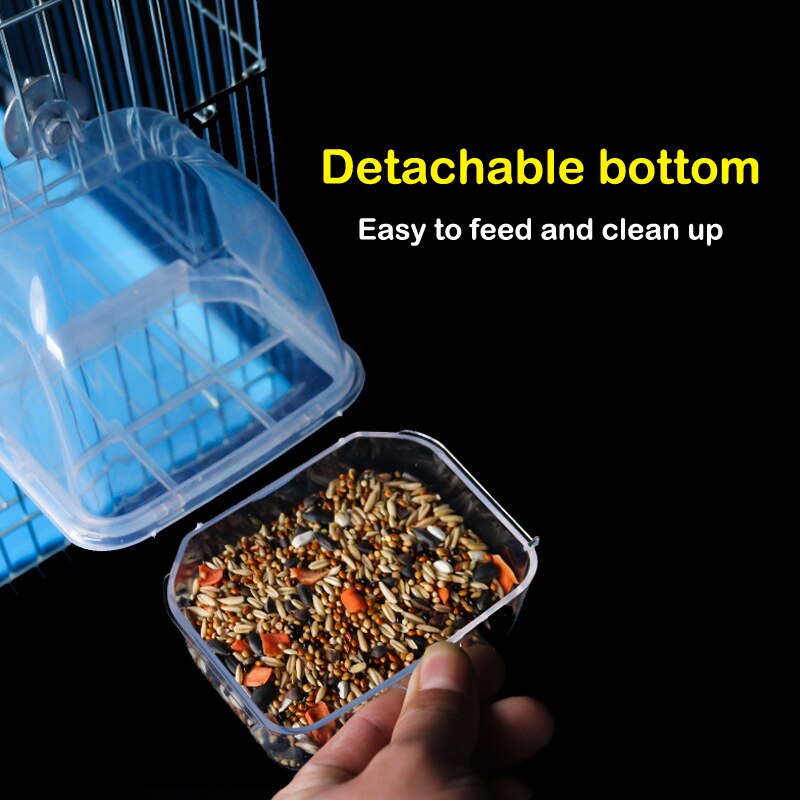 Transparent ABS Bird Feeder Cage Box Parrot Seed Feeding Box Hanging Food Container for Parakeet Pet Bird Supplies Accessories