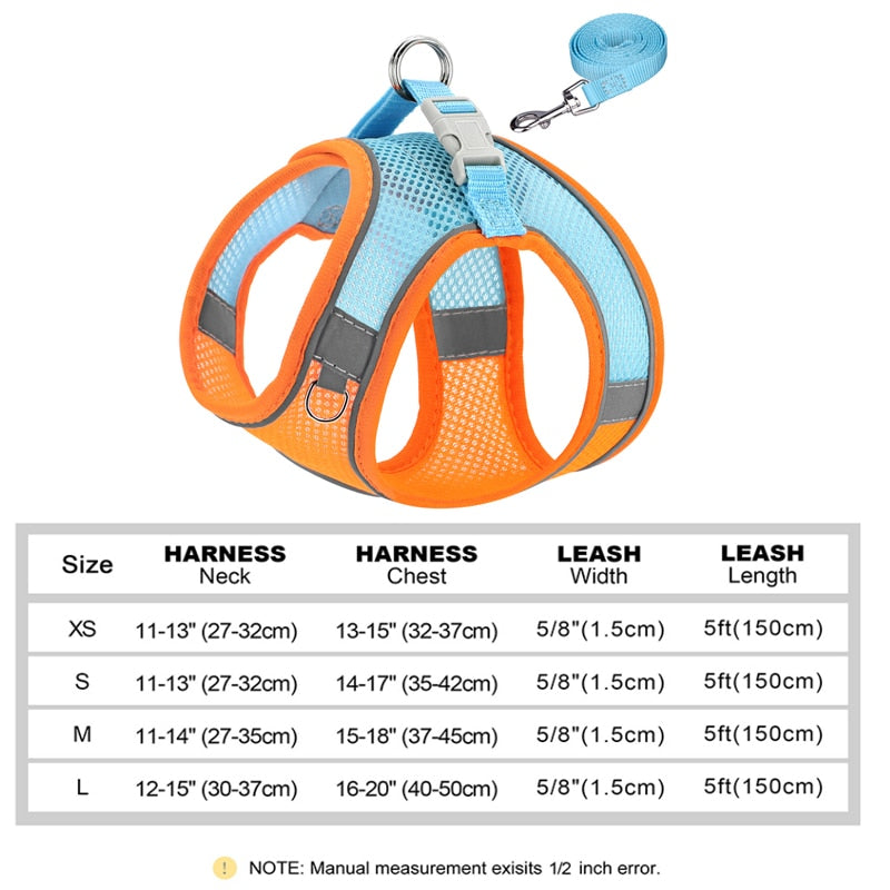 Small Cat Puppy Harness Leash Set Soft Breathable Pet Cat Harness Mesh Cat Vest with Lead for Small Cat Dogs Chihuahua Kitten