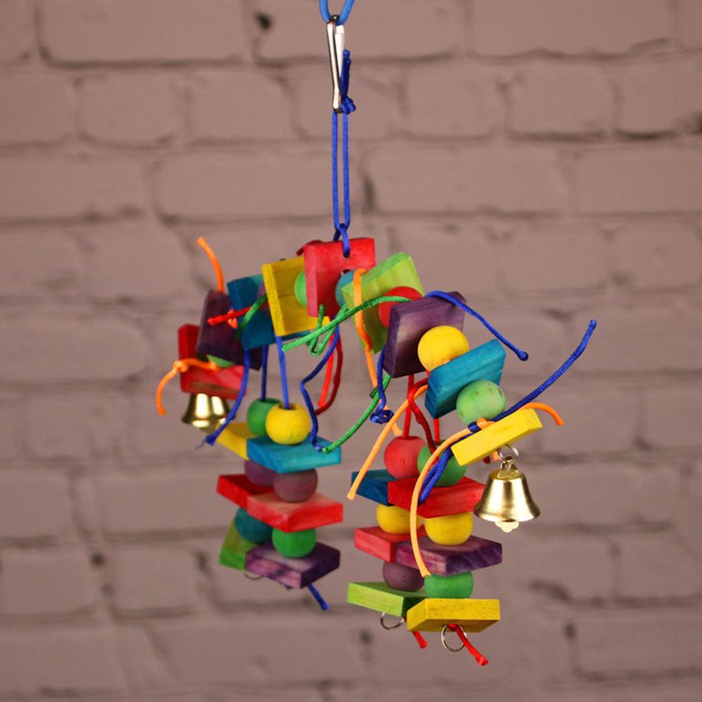 Parrot Colorful Natural Wooden Chew Toys Hanging Swings Toy Climbing Ladder Bird Cage Accessories Pet Supplies
