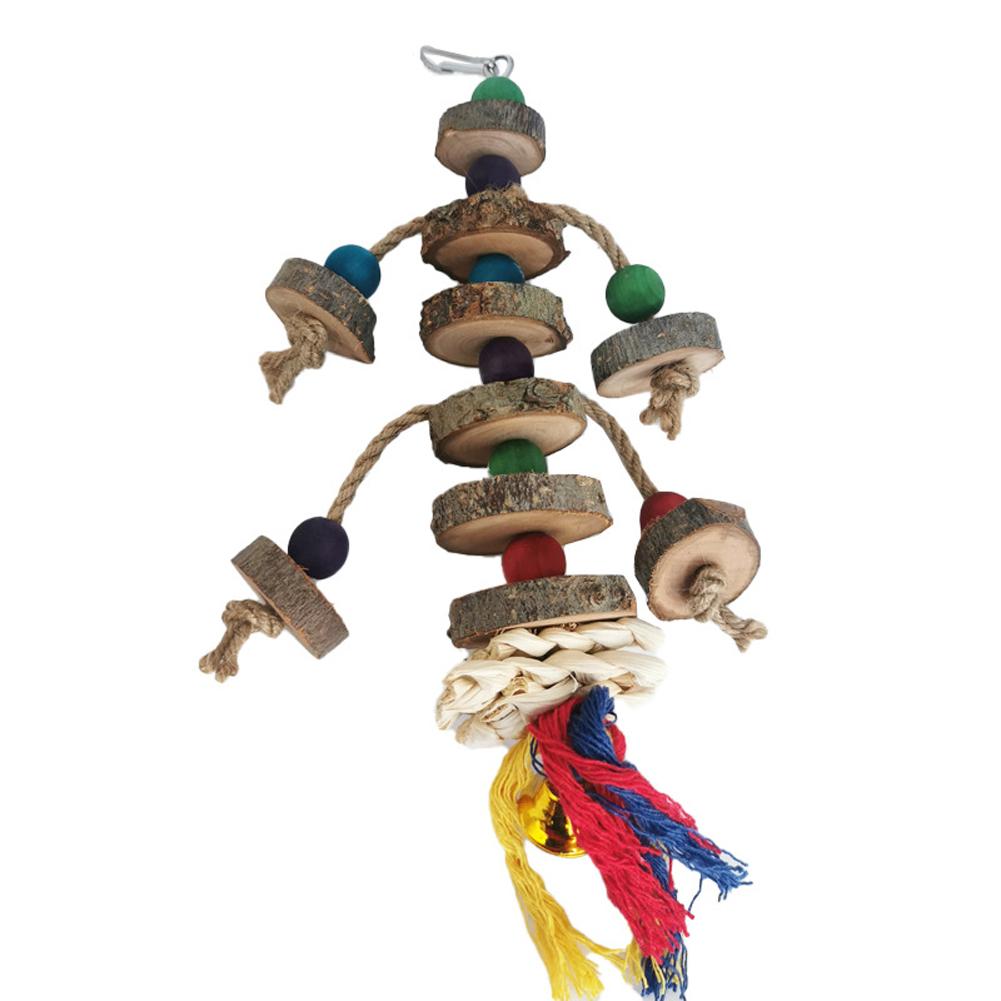 Parrot Natural Blocks Tearing Toys With Hook Colorful Wooden Beads Chew Toy For Small Medium Birds