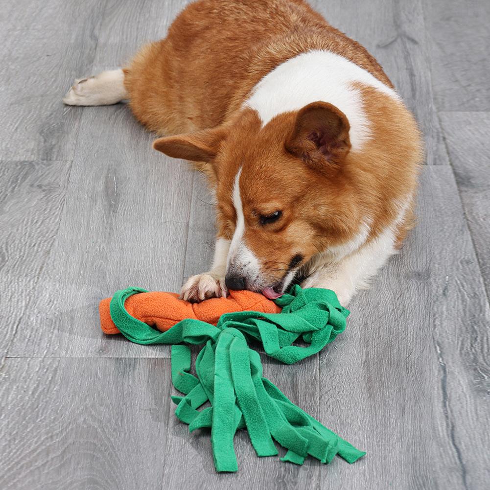 2 In 1 Pet Dog Puzzle Toys Bite-resistant Tear-resistant Carrot Shape Hide Seek Toy For Small Medium Dogs