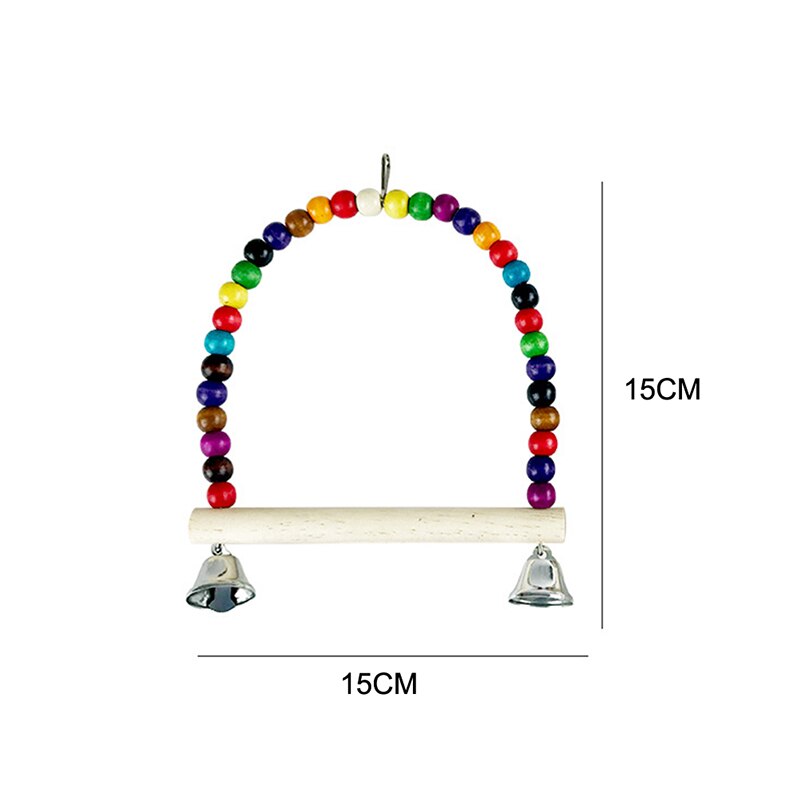 15cm Wooden Bird Parrot Rattan Hoop Swing Ring Hanging Toys With Bell for Pet Parakeet Cockatiel Chew Bite Ring Birds Toy 1pc