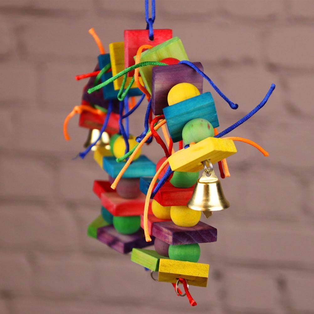 Parrot Colorful Natural Wooden Chew Toys Hanging Swings Toy Climbing Ladder Bird Cage Accessories Pet Supplies