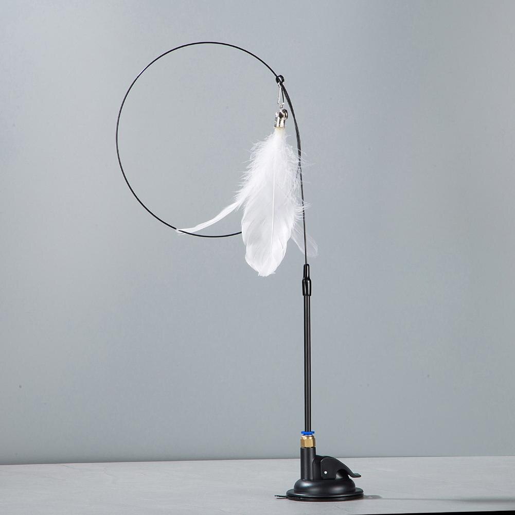 Funny Cat Teaser Stick Replaceable Hook Design Suction Cup Long Rod Interactive Feather Teaser Stick Pet Supplies