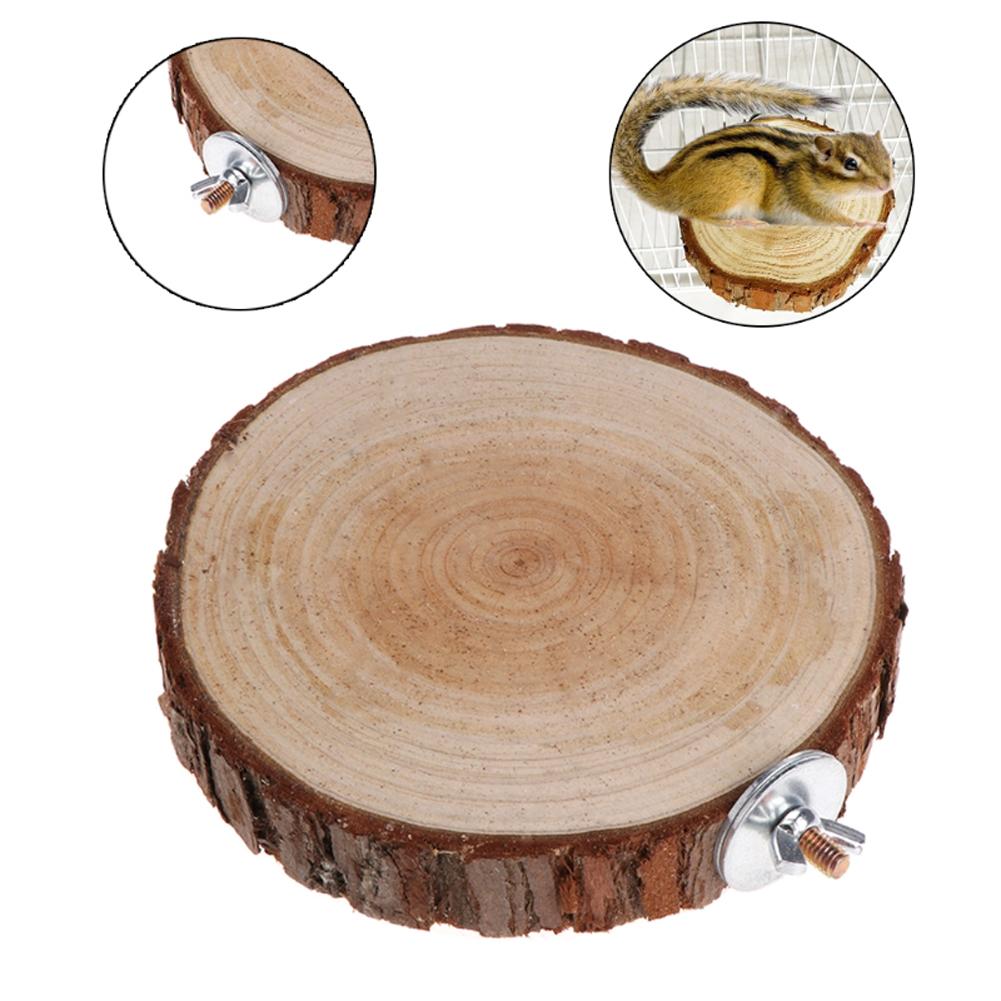 Pet Parrot Bird Cage Perches Platform Round Wooden Stand Board Birds Biting Toys Small Pets Supplies