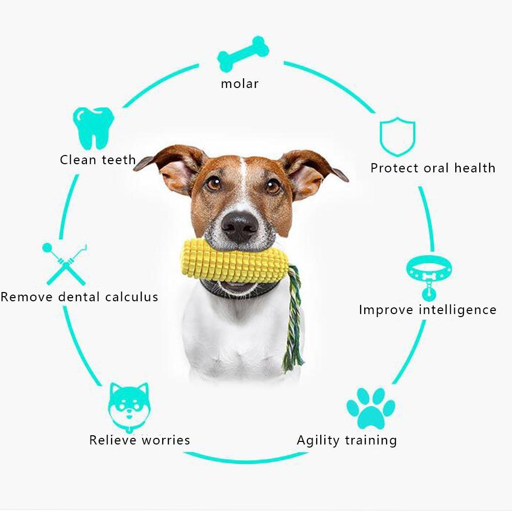 Dog Corn Toothbrush Chew Toy Puppy Toys Cleaning Natural Rubber Toothpick Dental Care Toothbrush Relieve Stress Pet Supplies