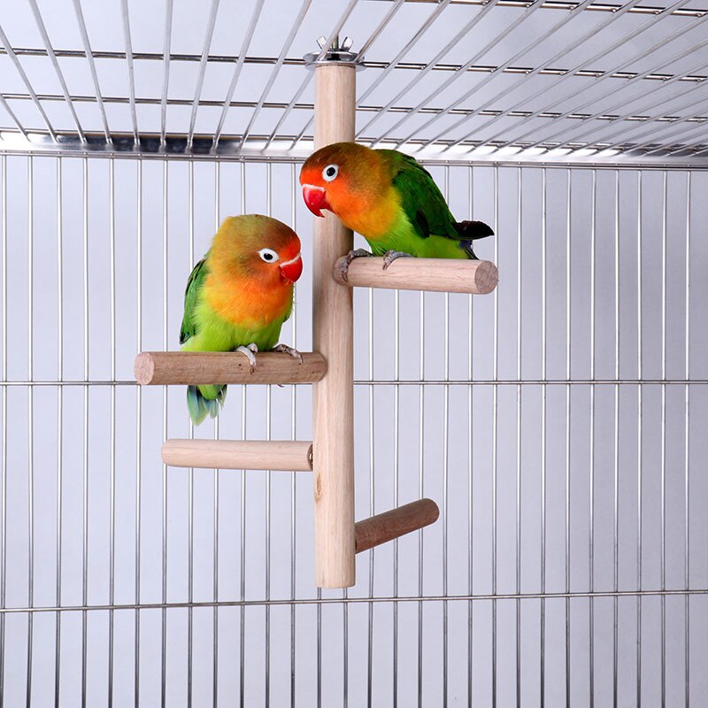 Pet Parakeet Budgie Hanging Play Toys Bird Cage Wood Branch Stand Perches Parrot Wooden Holder Perches Birdcage Accessories