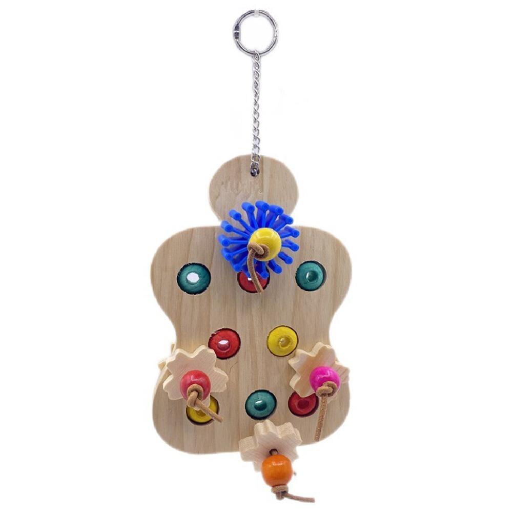 Parrot Natural Wood Puzzle Chew Toys Interactive Educational Trainer Bird Supplies For Relieve Boredom