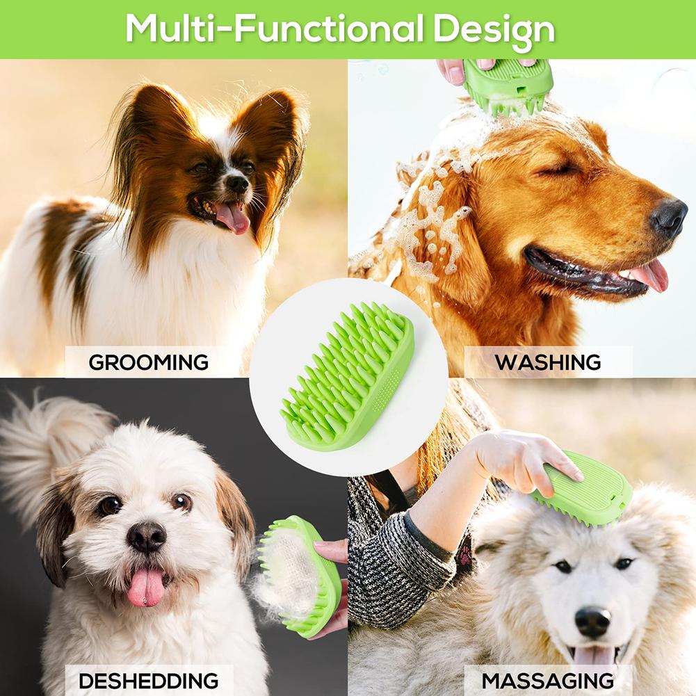 Pet Rubber Bath Brush Soft Massage Comb Grooming Brush Pet Supplies For Short Long Haired Dogs Cats