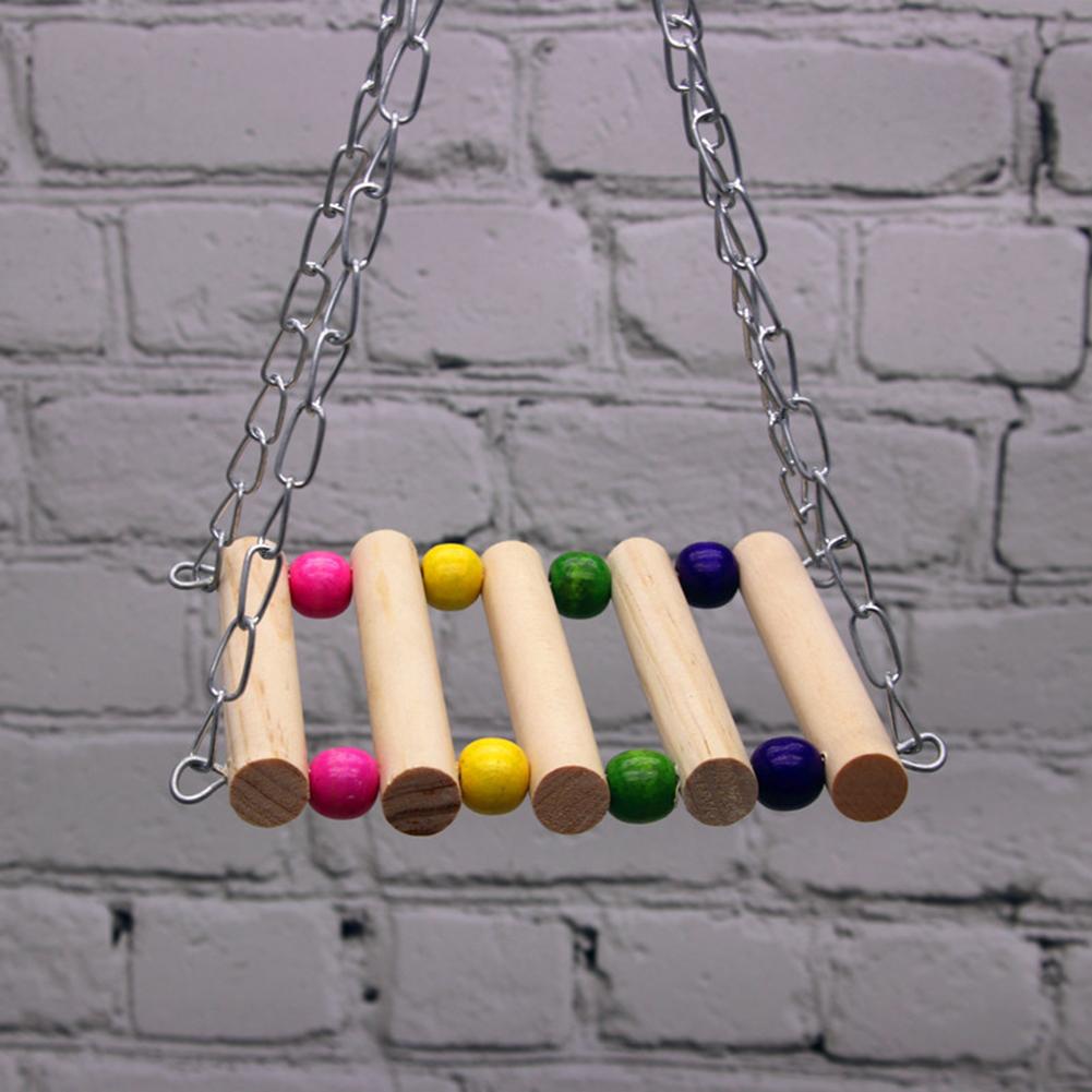 Parrot Wooden Suspension Bridge Hammock Swing Stand Bar Chew Toys Bird Cage Accessories Bird Supplies