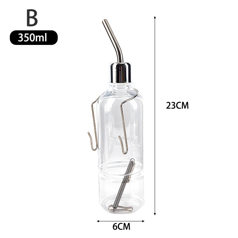 Rabbit Plastic Water Feeder Bottle Hanging Auto Dispenser Drinker Hamster Small Pets Drinking Stainless Steel Head Pipe Fountain