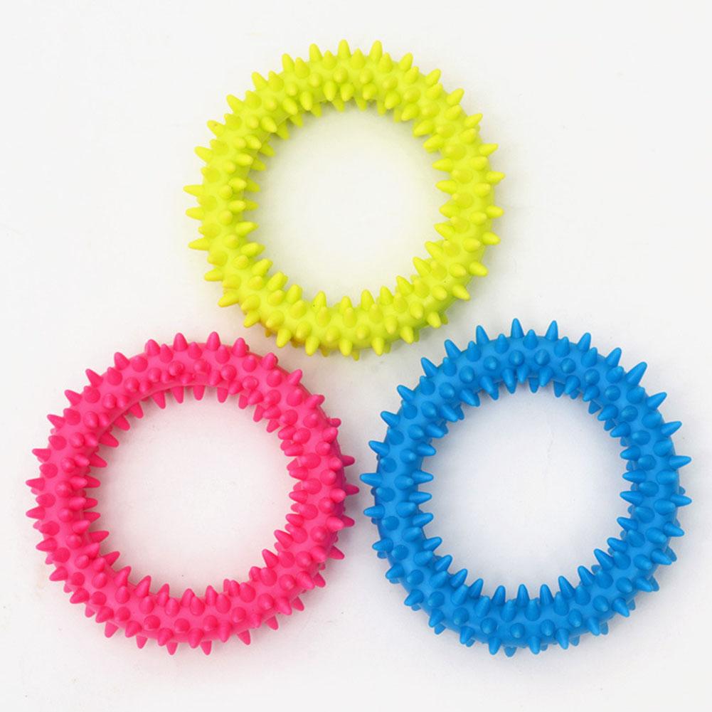 Tpr Rubber Thorn Ring Circle Bite-resistant Tooth Cleaning Molar Toys For Cats Dogs (random Colors)