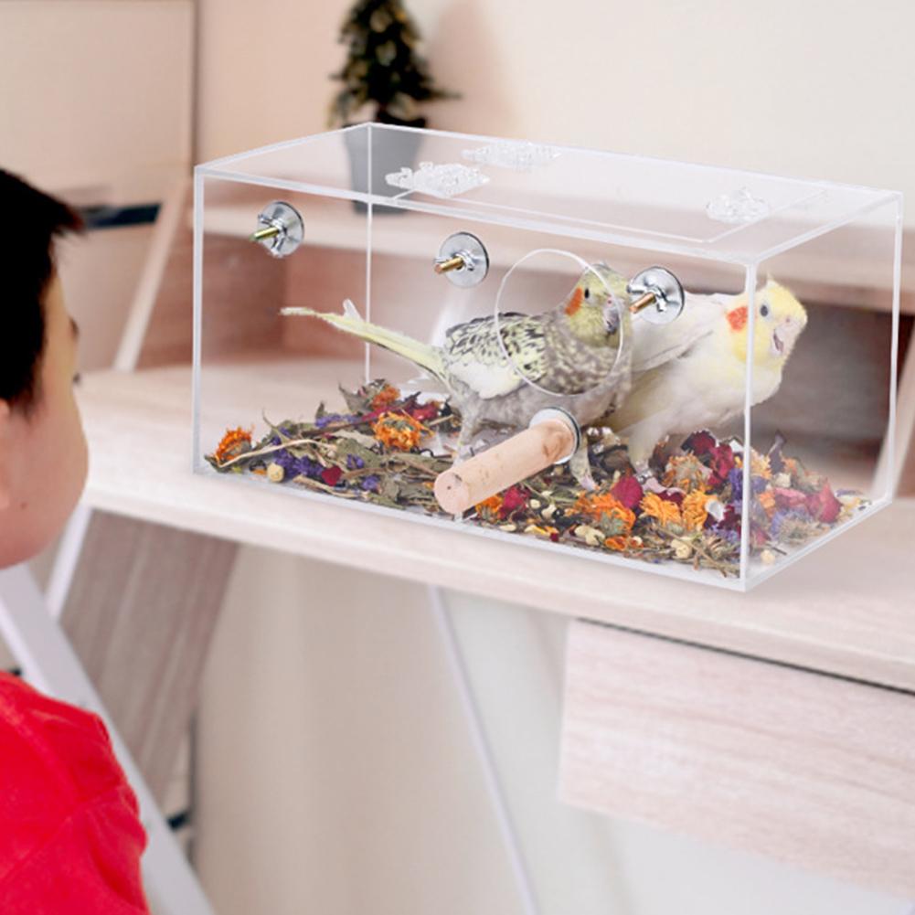 Transparent Parrot Breeding Cage Breathable Waterproof Anti-bite Acrylic Bird House Bird Supplies