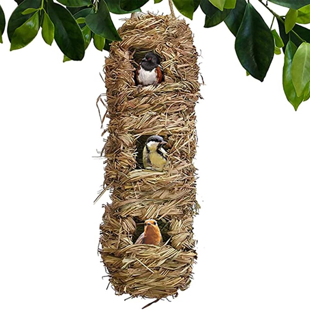 Pet Hanging Birds Nest Outdoor Hand-weaved Decorative Bird House Bird Cage Shelter For Garden Decoration