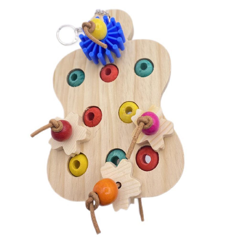 Parrot Natural Wood Puzzle Chew Toys Interactive Educational Trainer Bird Supplies For Relieve Boredom