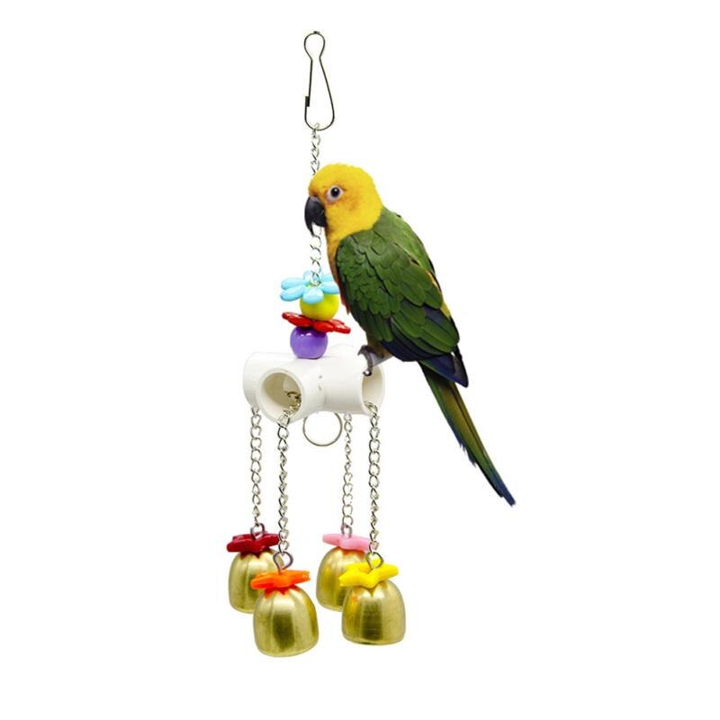 Parrot Hanging Bell Toys Handmade Colorful Chew Toys Wind Chimes Birds Cage Accessories Pet Products