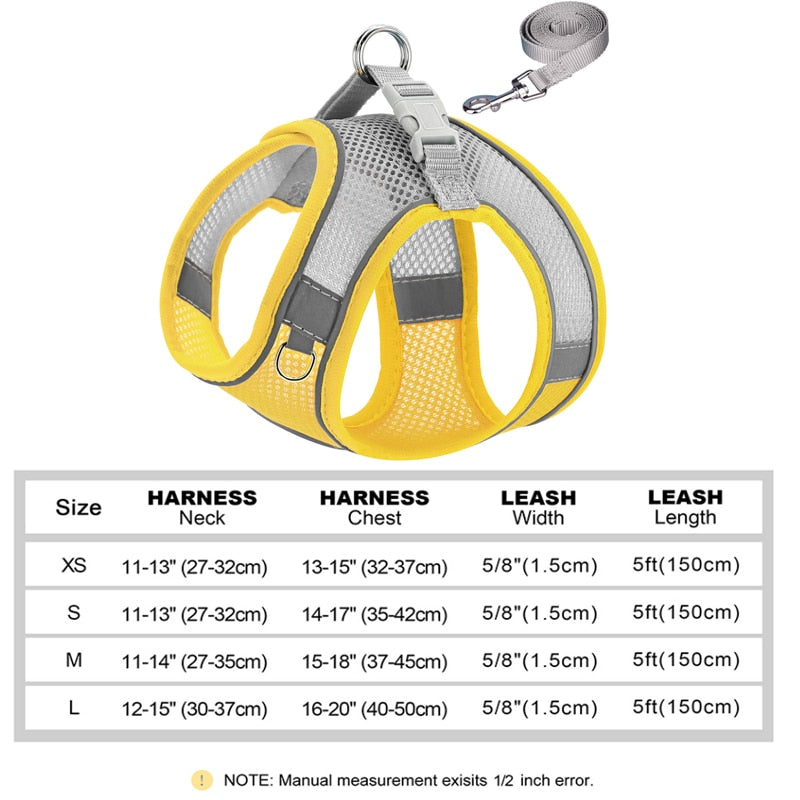 Small Cat Puppy Harness Leash Set Soft Breathable Pet Cat Harness Mesh Cat Vest with Lead for Small Cat Dogs Chihuahua Kitten