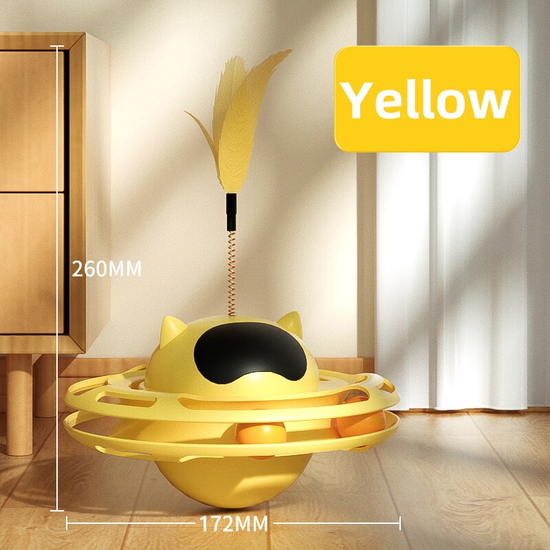 HOOPET Interactive Toys for Cats Indoor Kitten Rotating Toys Funny Exercise Tower Boredom Turntable Teaser Plume Cat Durable Toy