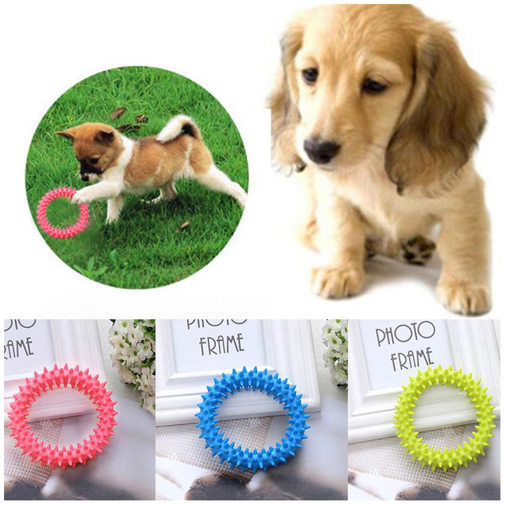 Tpr Rubber Thorn Ring Circle Bite-resistant Tooth Cleaning Molar Toys For Cats Dogs (random Colors)
