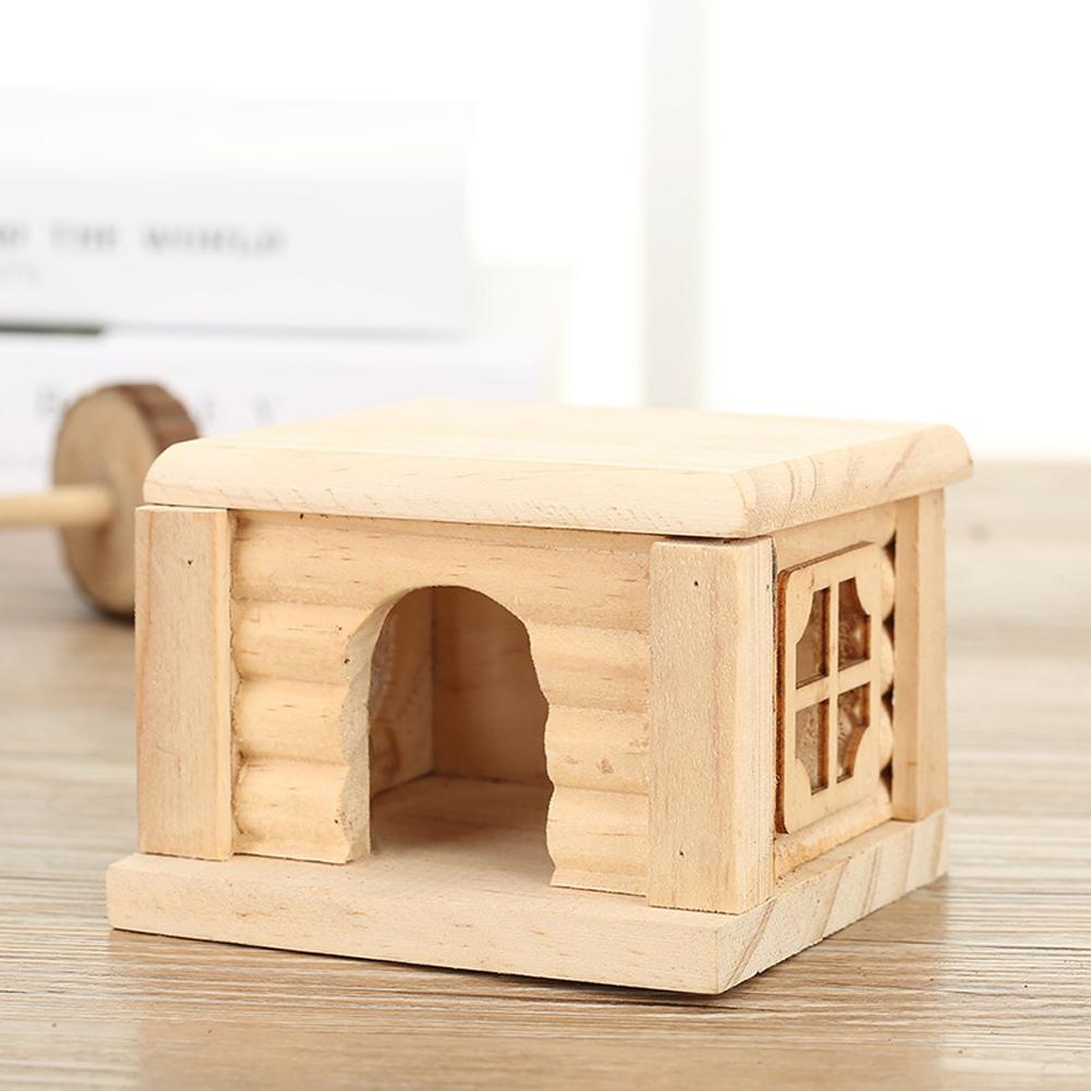 Hamster Wooden House With Window Removable Top Fine Workmanship Hideout House Playpen Small Pet Supplies