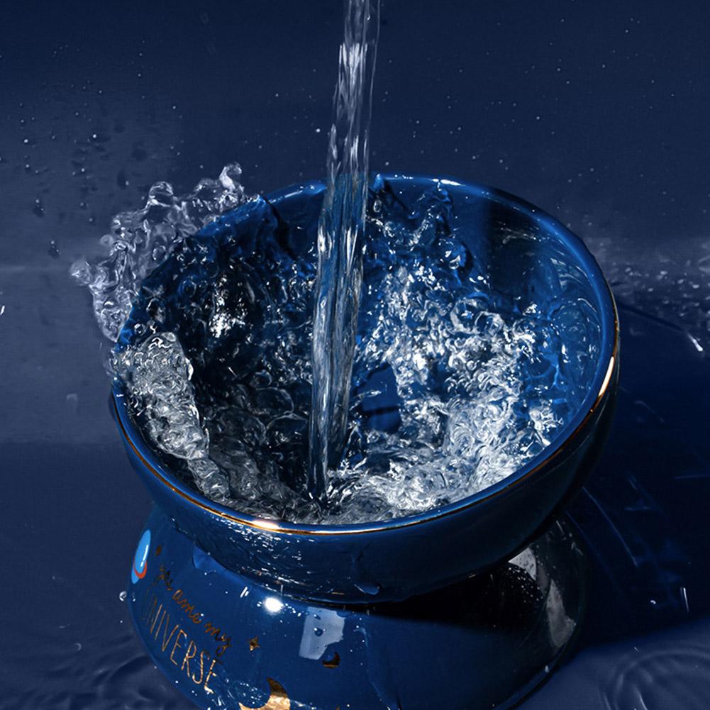 Cat Ceramic Bowl Starry Sky Series 15 Degree Tilted Neck Protective Large Capacity Feeding Bowl Pet Supplies