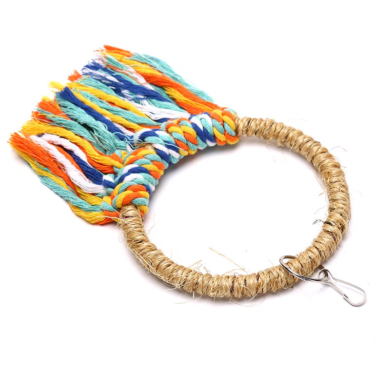 14/20cm Pet Bird Parrot Toy Cotton Rope Circle Colorful Toys Chewing Bite Perch Hanging Cage Swing Stand Climb Toy Bird Supplies