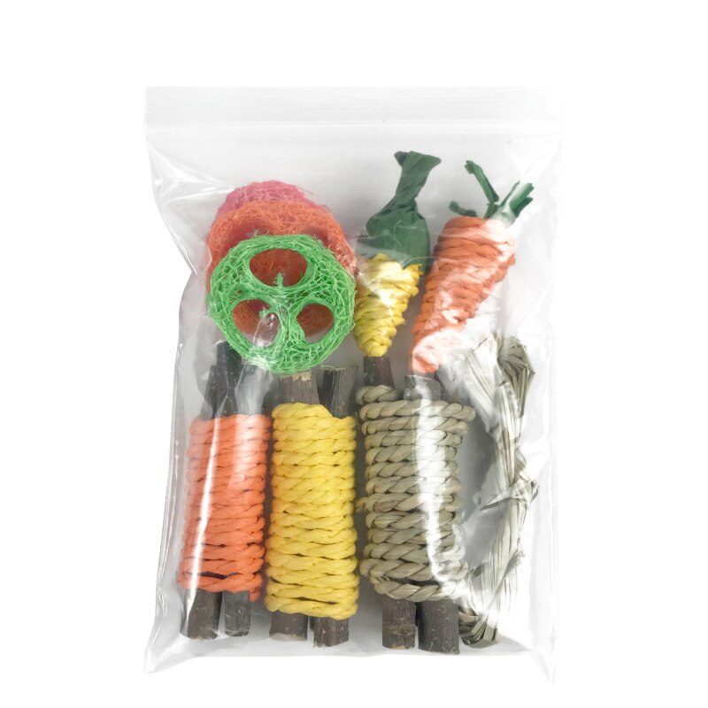 Small Animal Chew Toy Rabbit Carrot Grind Teeth Toy Rodent Chew Applewood Stick Molar Toys For Guinea Pig Chinchilla Hamsters