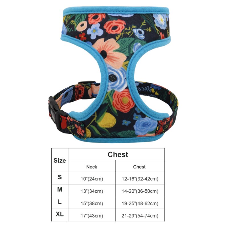 Print Flower Dog Harness Leash Set Forest Floral Pet Puppy Harness Vest Leashes Adjustable for Small Medium Large Dogs Chihuahua