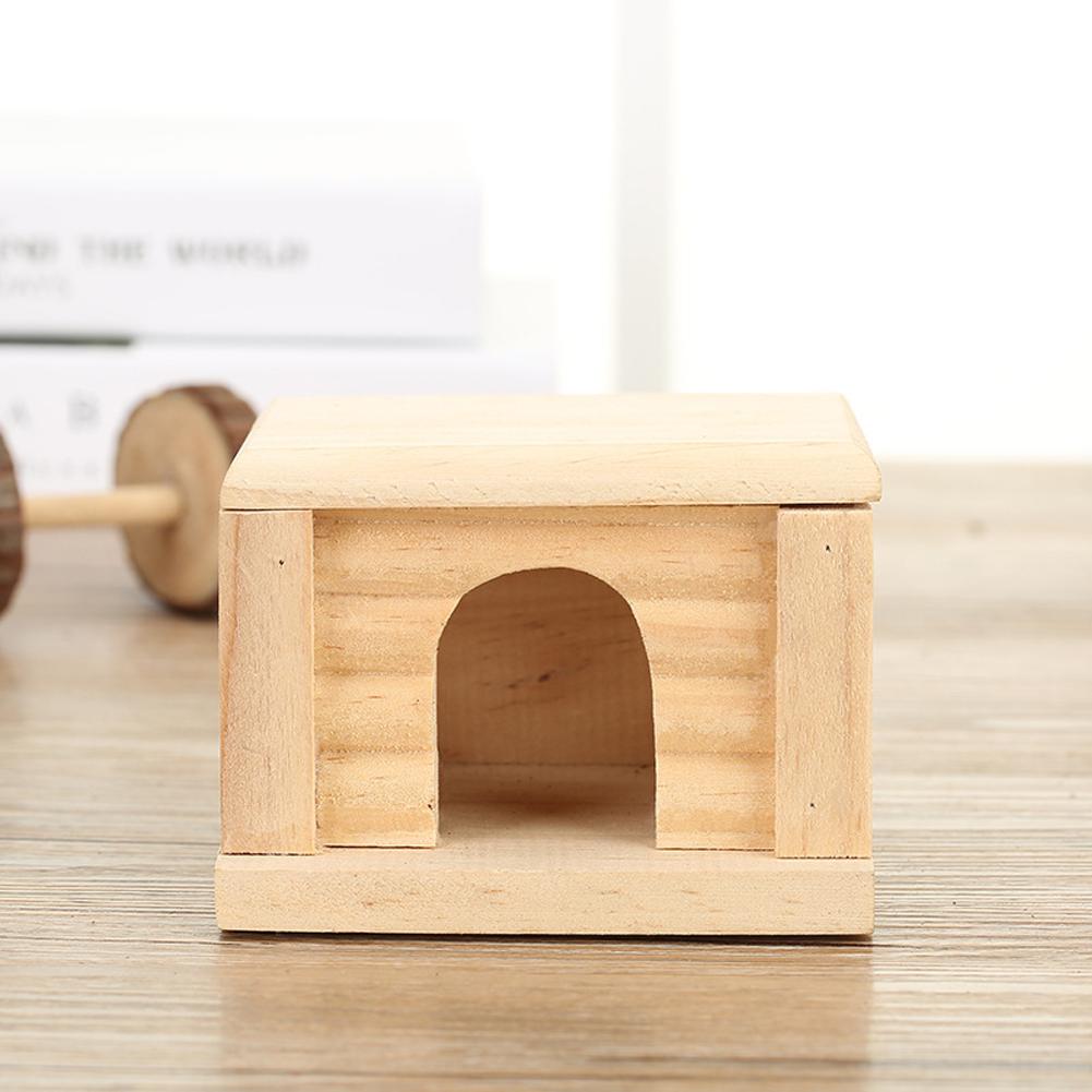 Hamster Wooden House With Window Removable Top Fine Workmanship Hideout House Playpen Small Pet Supplies