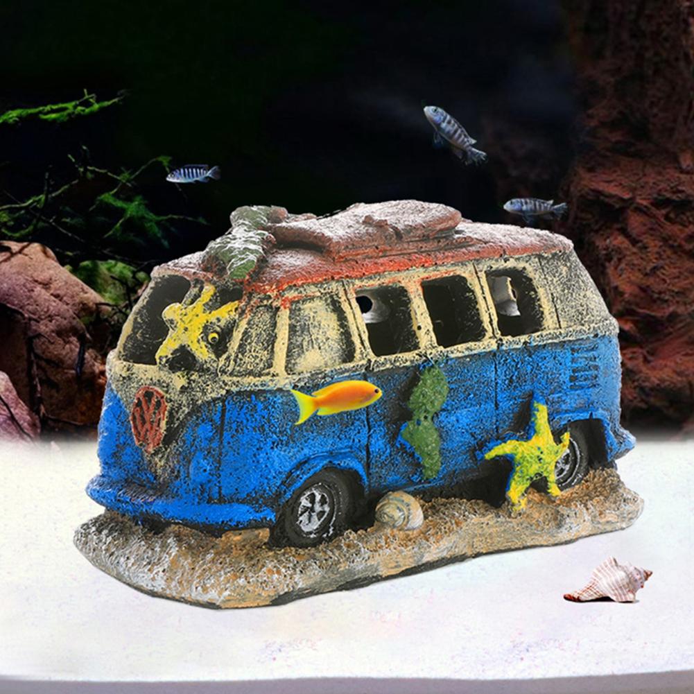 Resin Wreck Car Ornament Fish Shrimp Hiding Cave Shelter Fish Tank Landscaping Decoration Accessories
