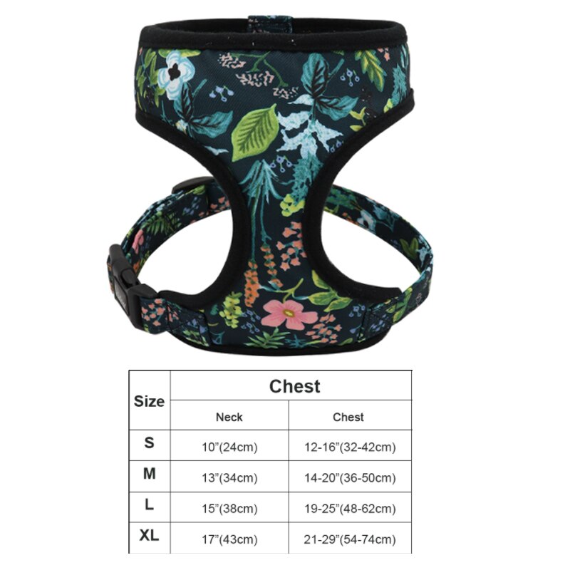 Print Flower Dog Harness Leash Set Forest Floral Pet Puppy Harness Vest Leashes Adjustable for Small Medium Large Dogs Chihuahua