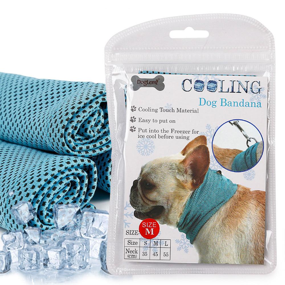 Pet Dog Summer Cooling Scarf Adjustable Drawstring Design Prevent Heat Stroke Cooling Towel Fashion Cartoon Print Ice Collar