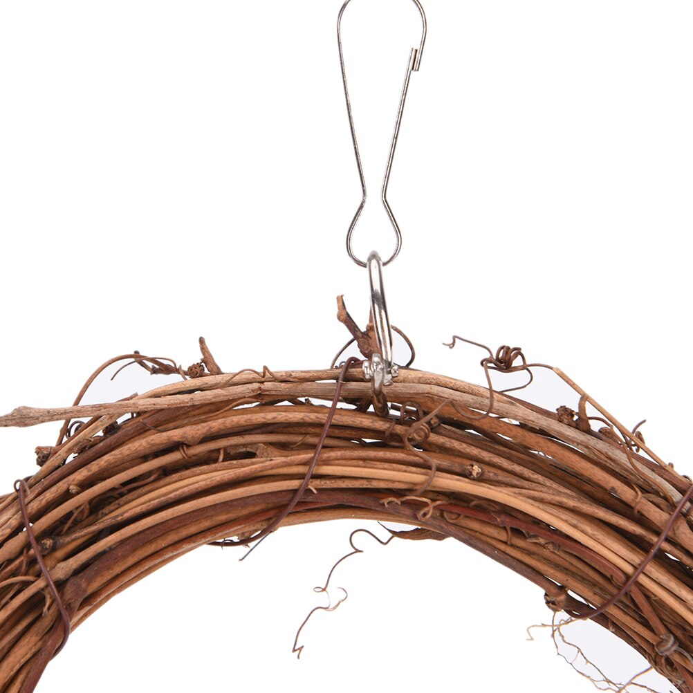 15cm Wooden Bird Parrot Rattan Hoop Swing Ring Hanging Toys With Bell for Pet Parakeet Cockatiel Chew Bite Ring Birds Toy 1pc