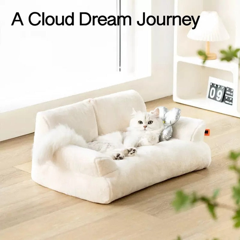 Luxury Fur Winter Pet Cat Nest Sofa Modern Puppy Small Animal Kitten Dog Bed Couch Cushion Bedding Indoor Kennel House Yorkshire